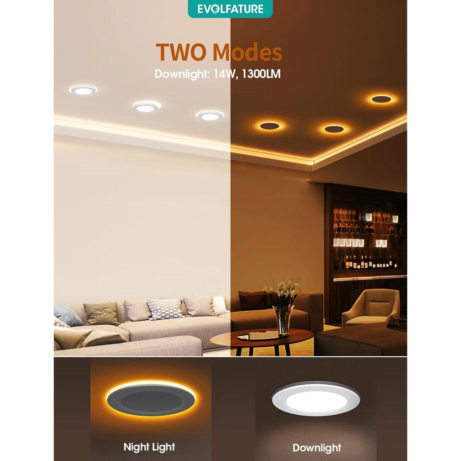 Iluminación empotrada LED EVOLFATURE 6" 14W 1300 lúmenes 5CCT