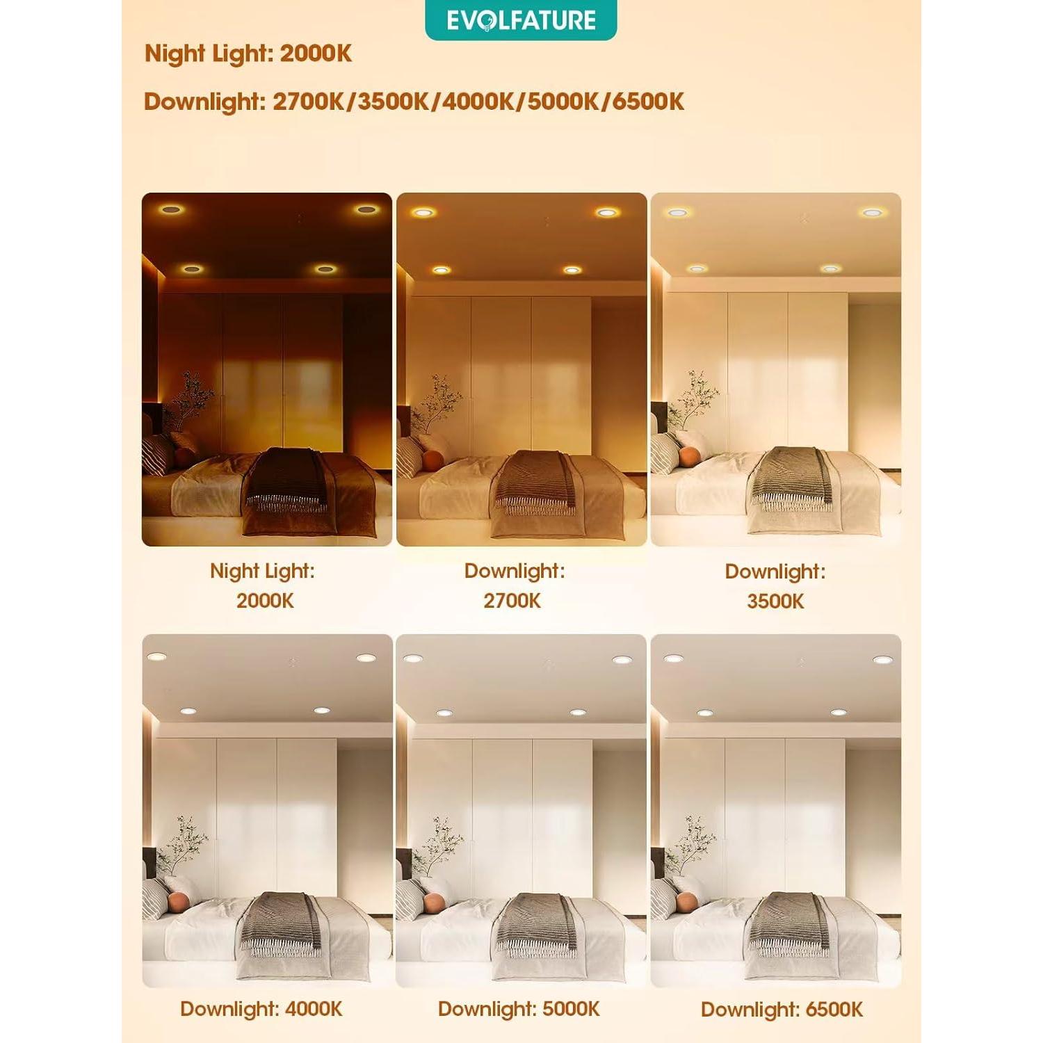 Iluminación empotrada LED EVOLFATURE 6" 14W 1300 lúmenes 5CCT