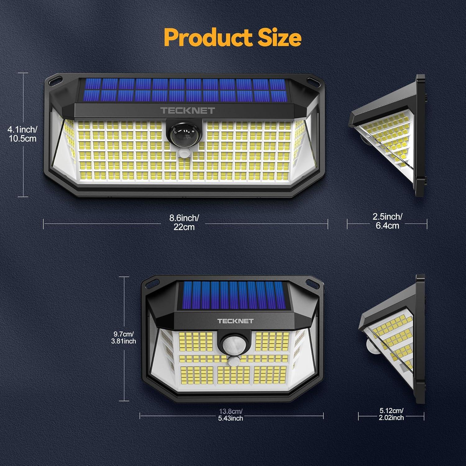 Luces Solares TECKNET 3 en 1 con Sensor de Movimiento 4200 Lúmenes