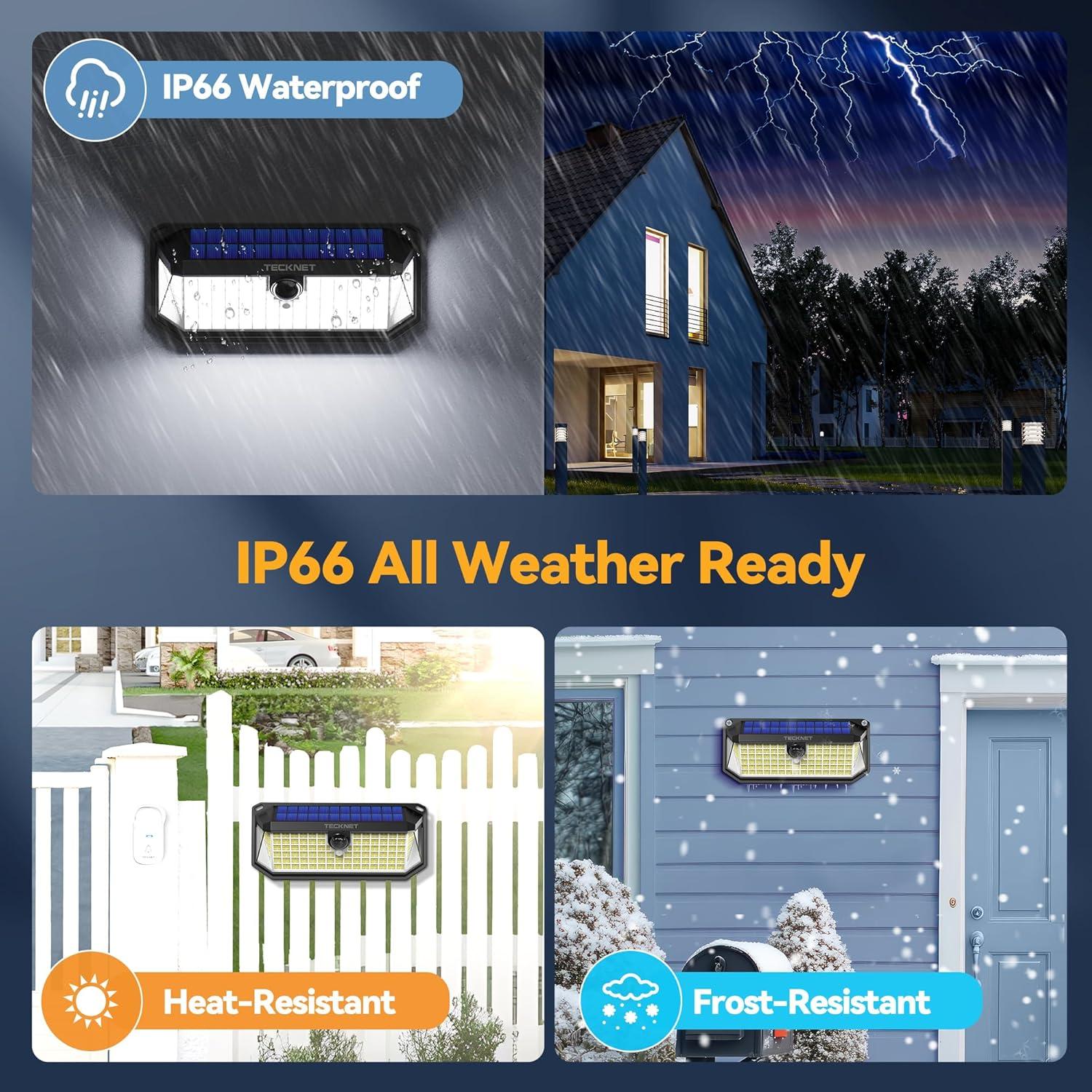 Luces Solares TECKNET 3 en 1 con Sensor de Movimiento 4200 Lúmenes