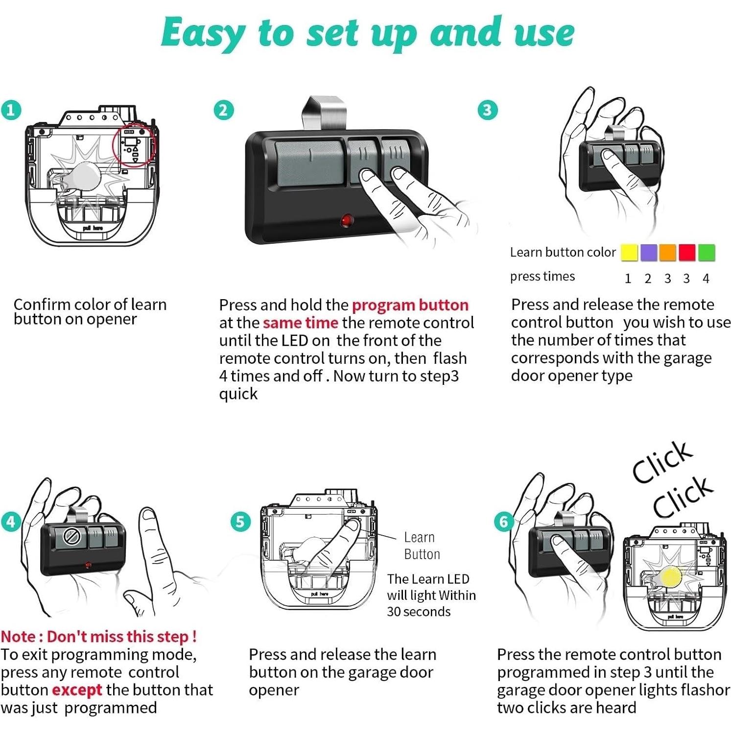 Control Remoto Universal para Puerta de Garaje Datonten 3B893MAX
