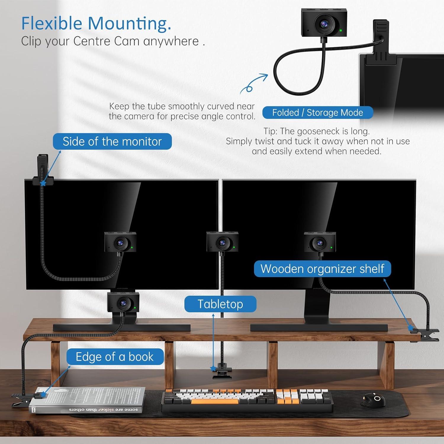 Cámara Web Majiphi 1080P con Micrófono y Soporte - Gris