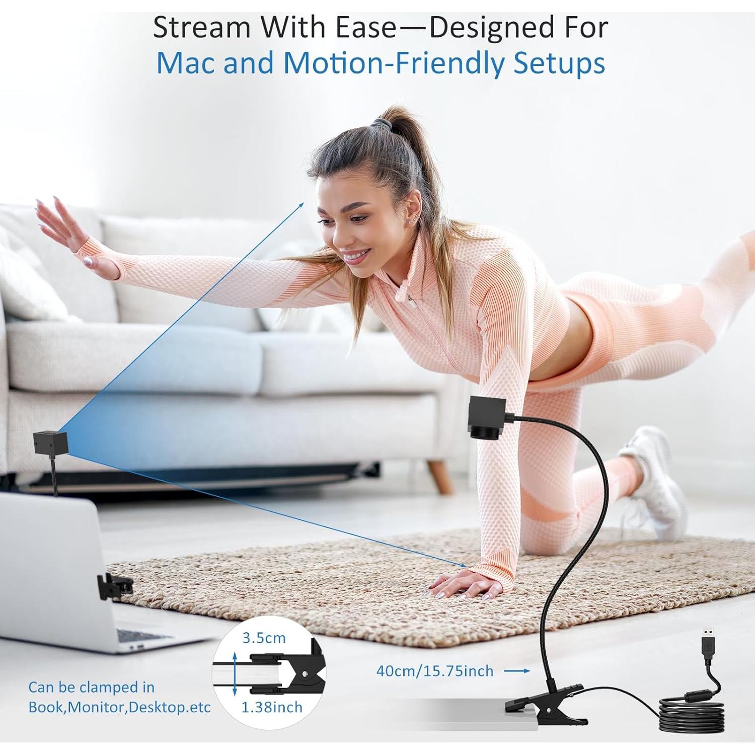 Cámara Web Majiphi 1080P con Micrófono y Soporte - Gris