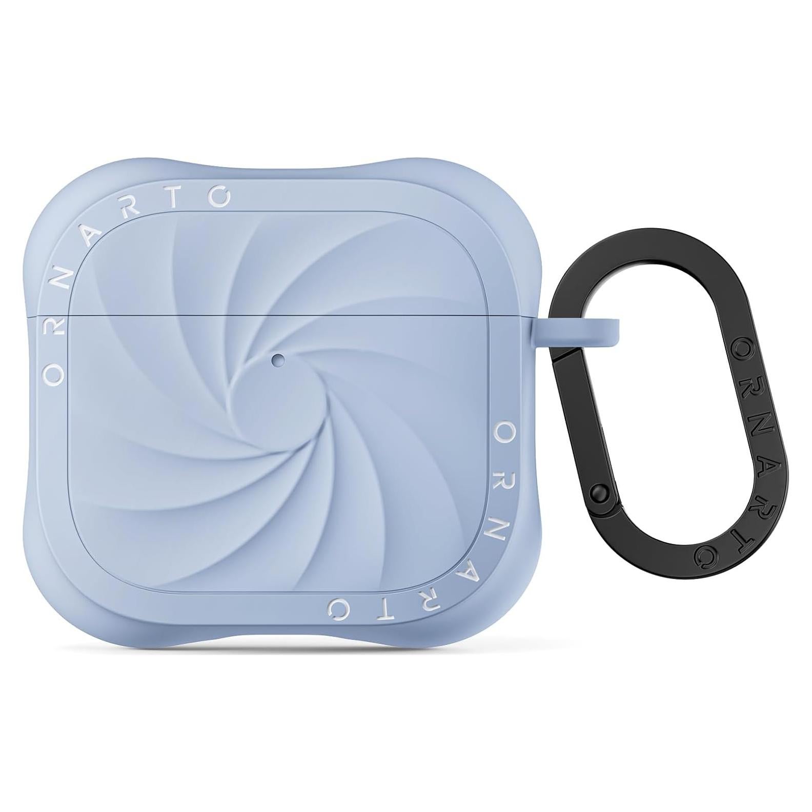 Funda de Silicona ORNARTO para AirPods 4 - Diseño Vortex Azul Bebé