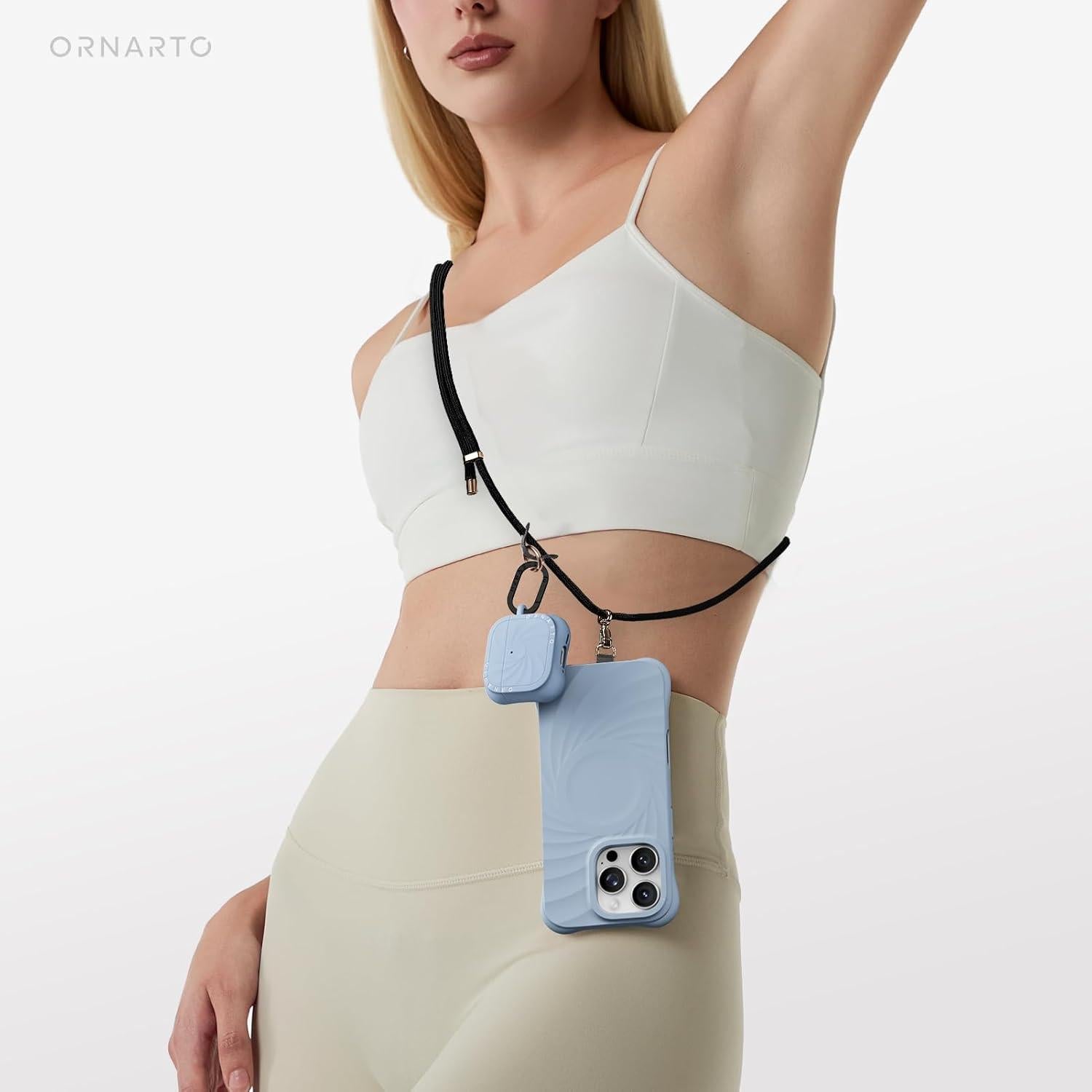 Funda de Silicona ORNARTO para AirPods 4 - Diseño Vortex Azul Bebé