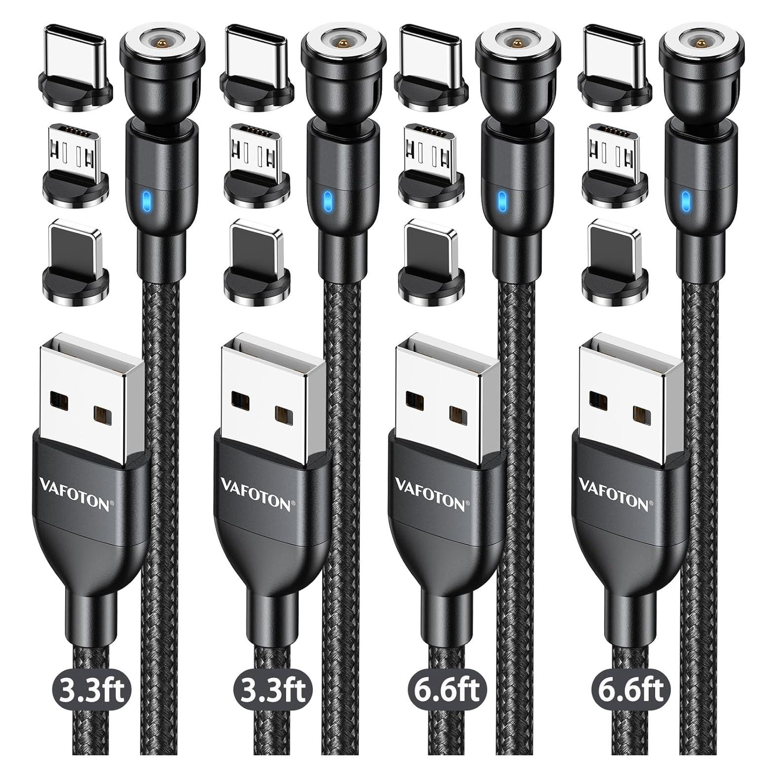 Cable de Carga USB-C VAFOTON 60W 3pcs 1m 2m Negro