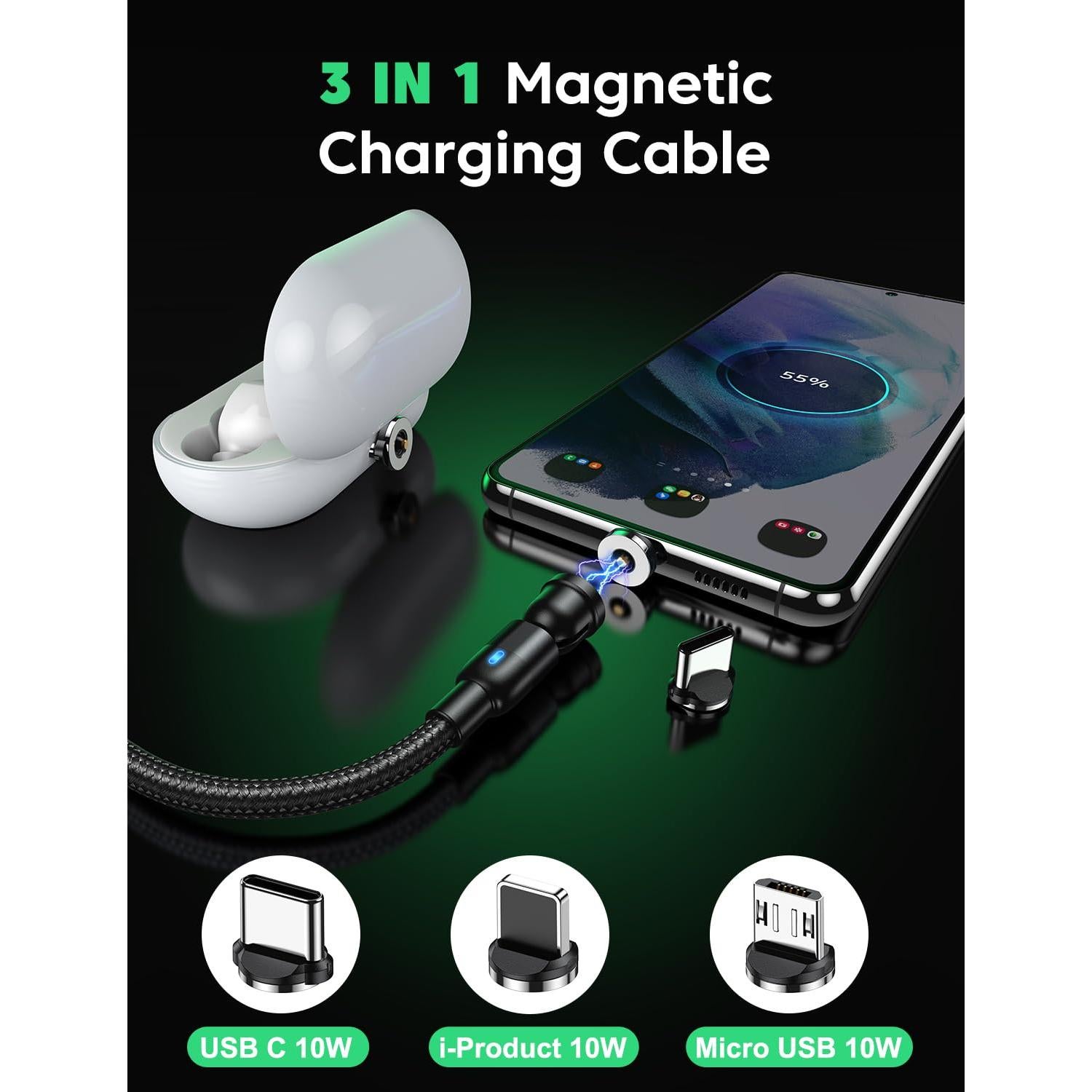 Cable de Carga USB-C VAFOTON 60W 3pcs 1m 2m Negro