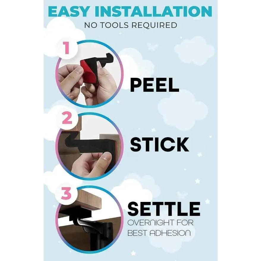 Cerraduras de Gabinete para Niños 10P Negro - Seguridad Fácil