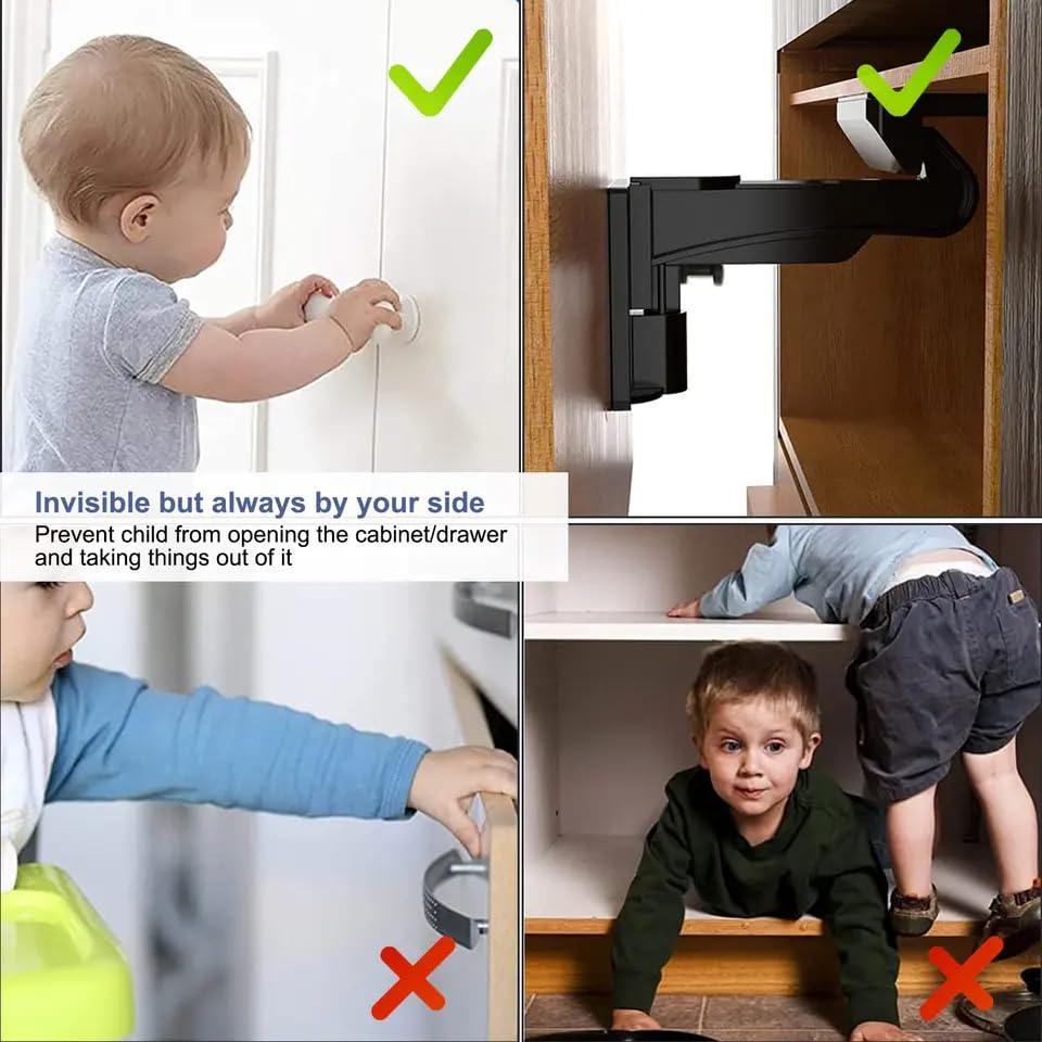 Cerraduras de Gabinete para Niños 10P Negro - Seguridad Fácil