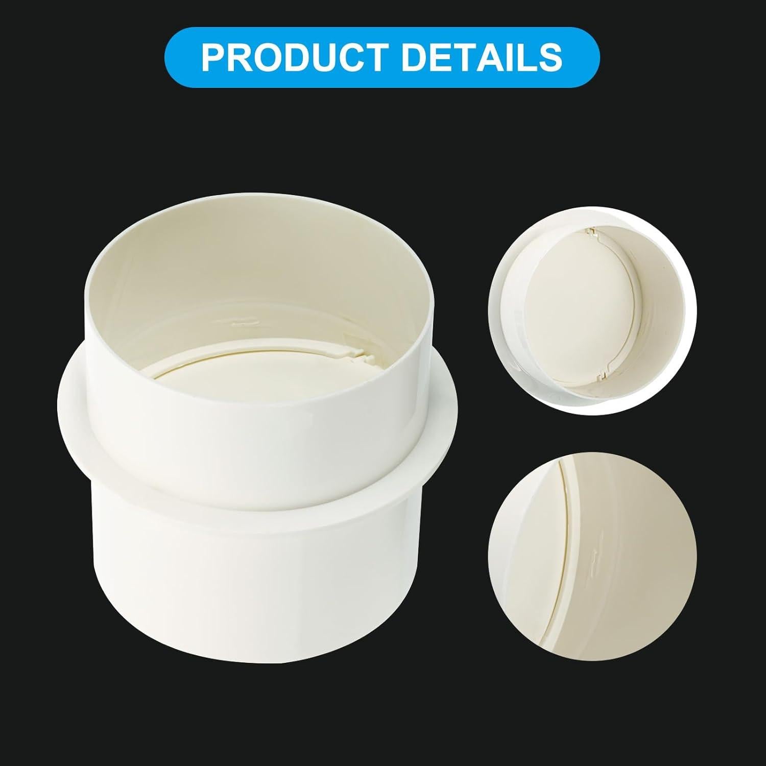 Compensador de Retorno PATIKIL 4 Pulgadas PVC 2 Pcs Blanco