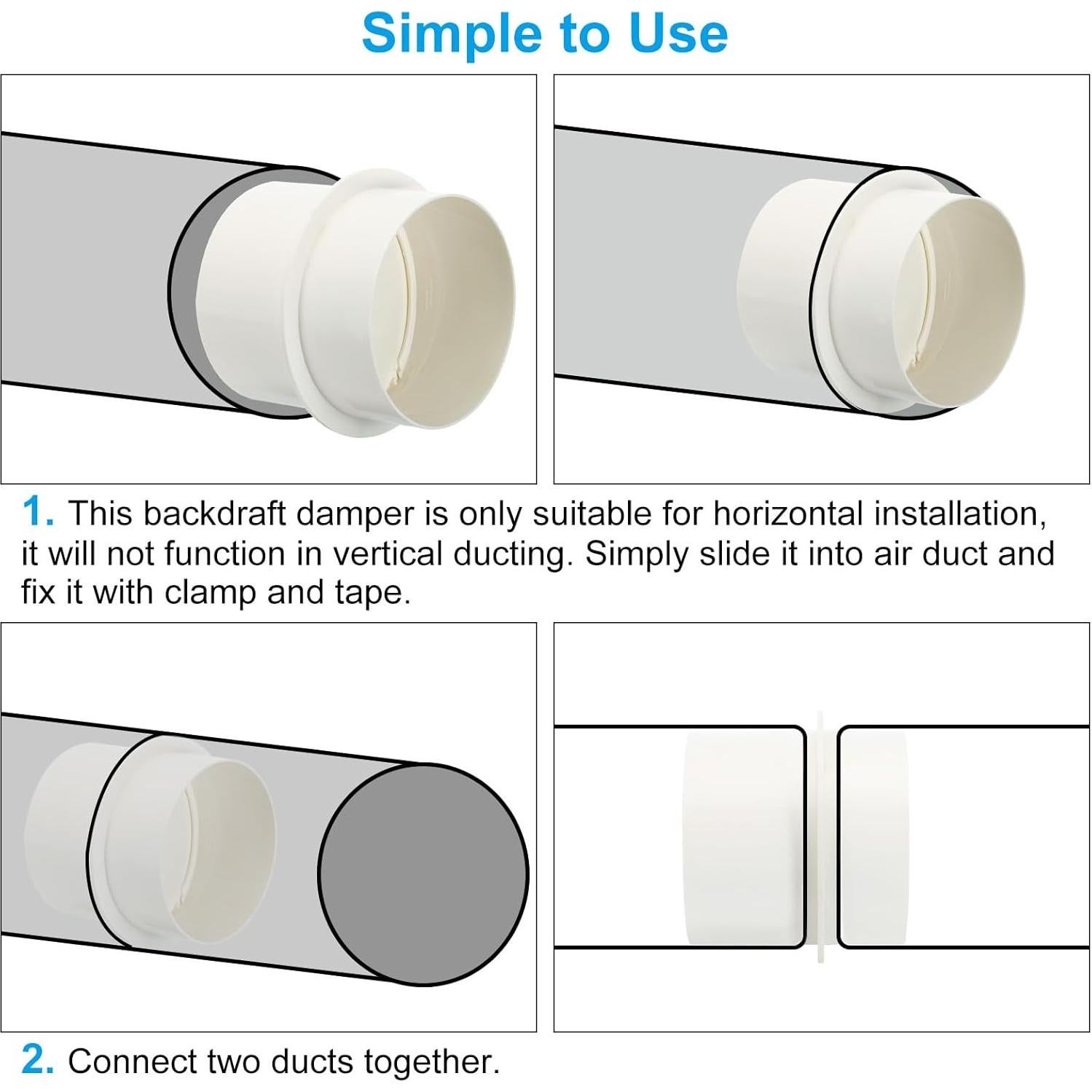 Compensador de Retorno PATIKIL 4 Pulgadas PVC 2 Pcs Blanco