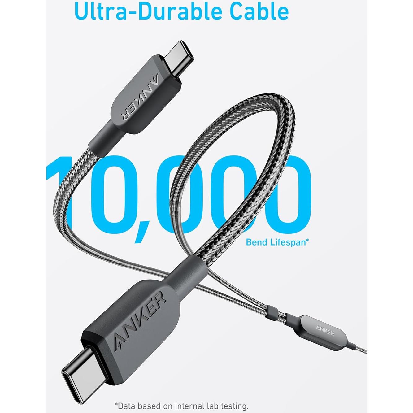 Cable USB C a USB C Anker 1.2m 140W Carga Rápida Negro
