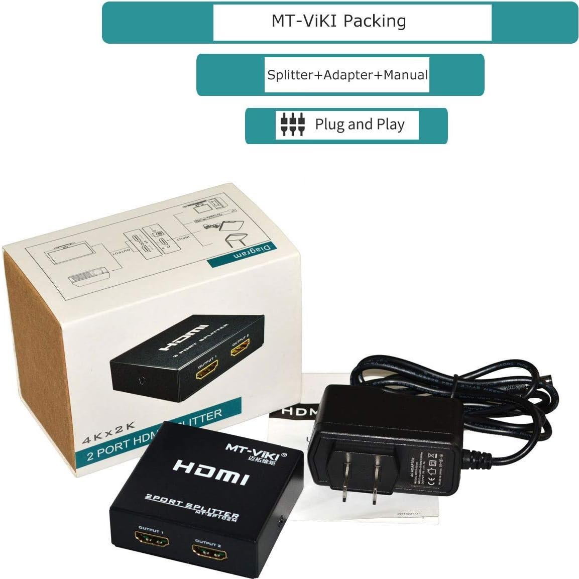 Divisor HDMI 4K 1x2 MT-VIKI SP102 con Adaptador 5V