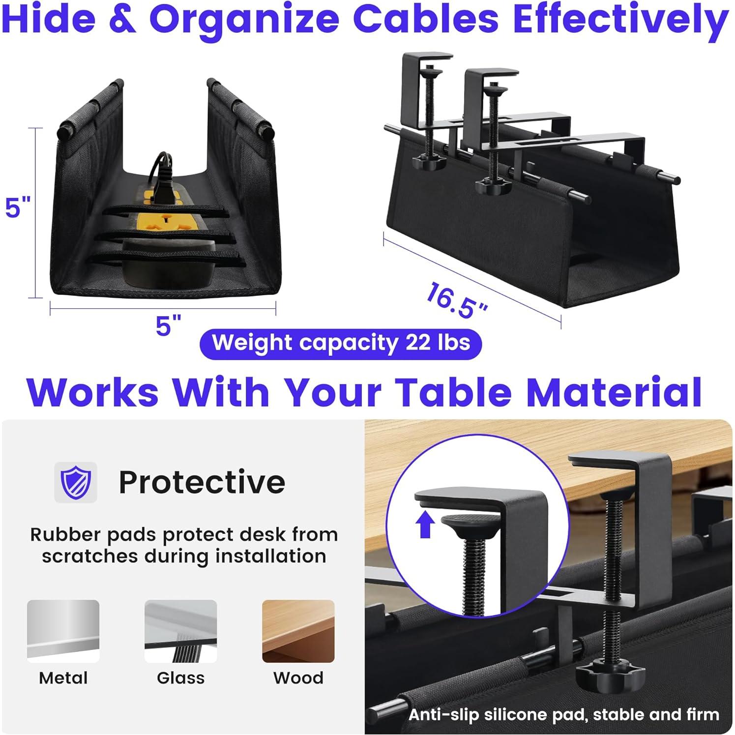 Bandeja de Gestión de Cables Bajo Escritorio SKYROSEXSDCT 42cm Negro