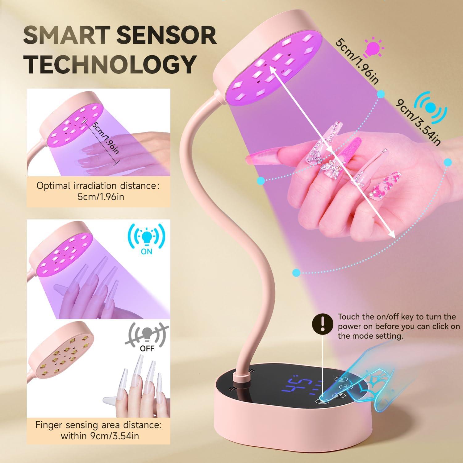 Lámpara UV Recargable AORAEM 36W Cuello de Ganso Rosa