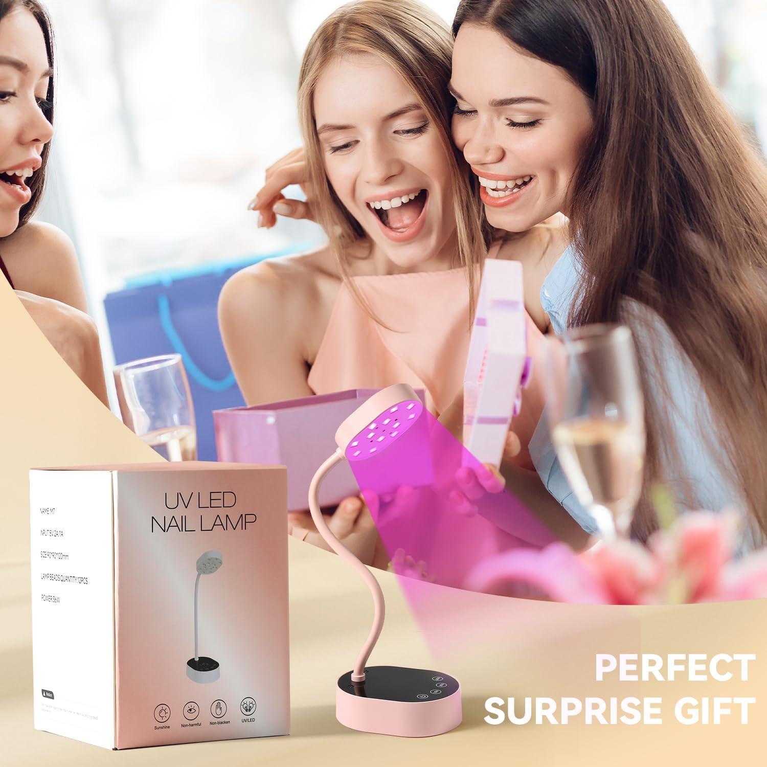 Lámpara UV Recargable AORAEM 36W Cuello de Ganso Rosa