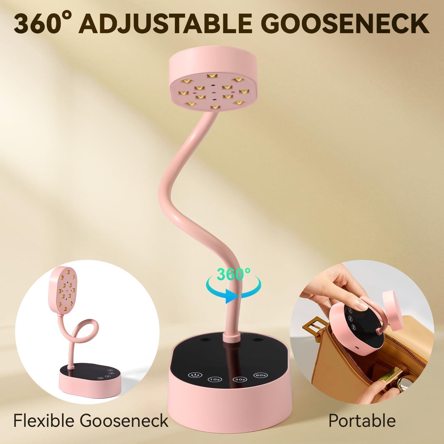 Lámpara UV Recargable AORAEM 36W Cuello de Ganso Rosa