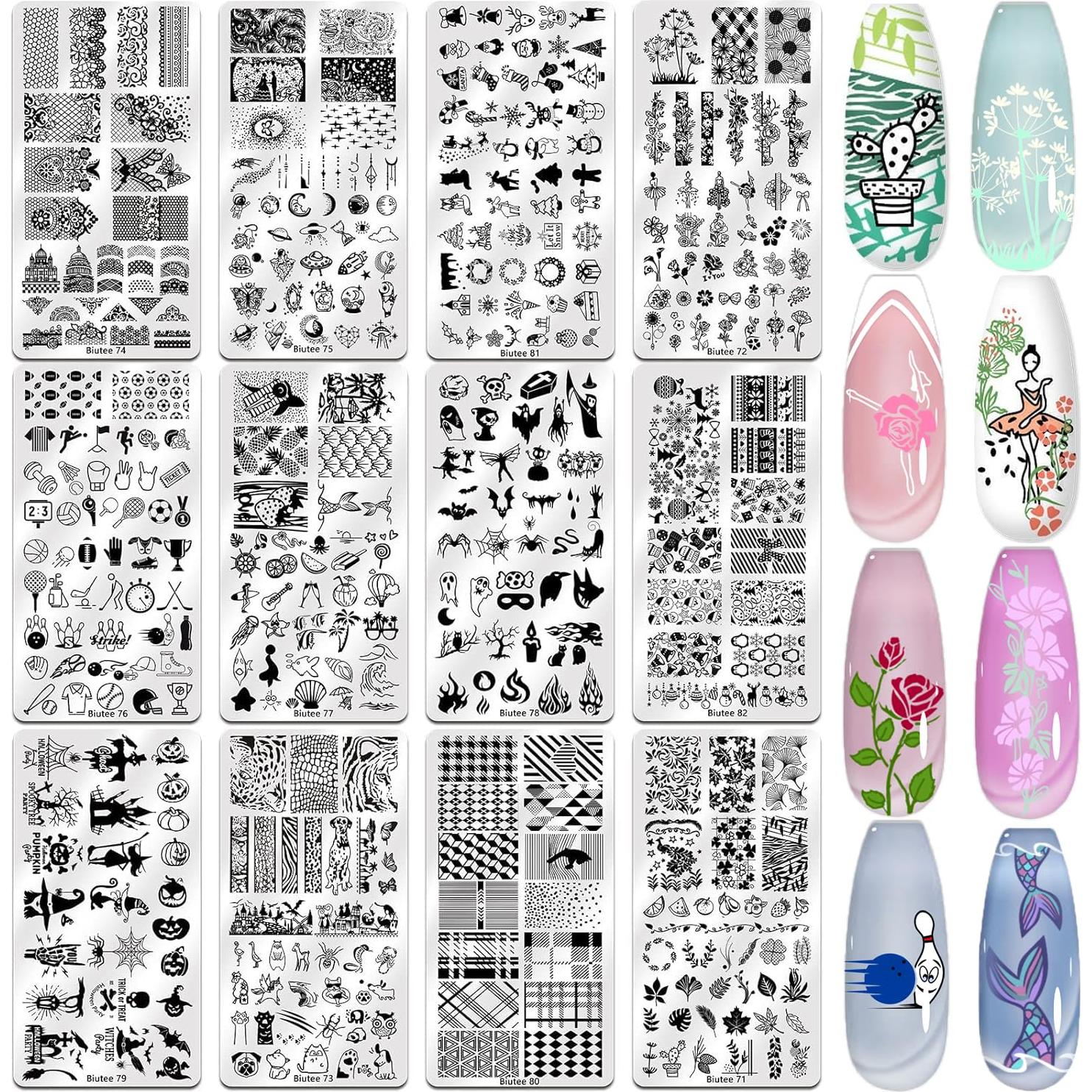 Kit de Estampado de Uñas Biutee 12 Placas + Estampador