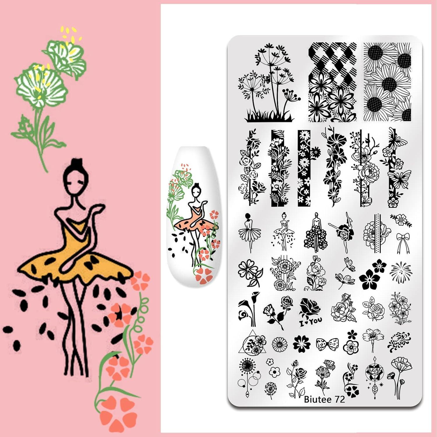 Kit de Estampado de Uñas Biutee 12 Placas + Estampador