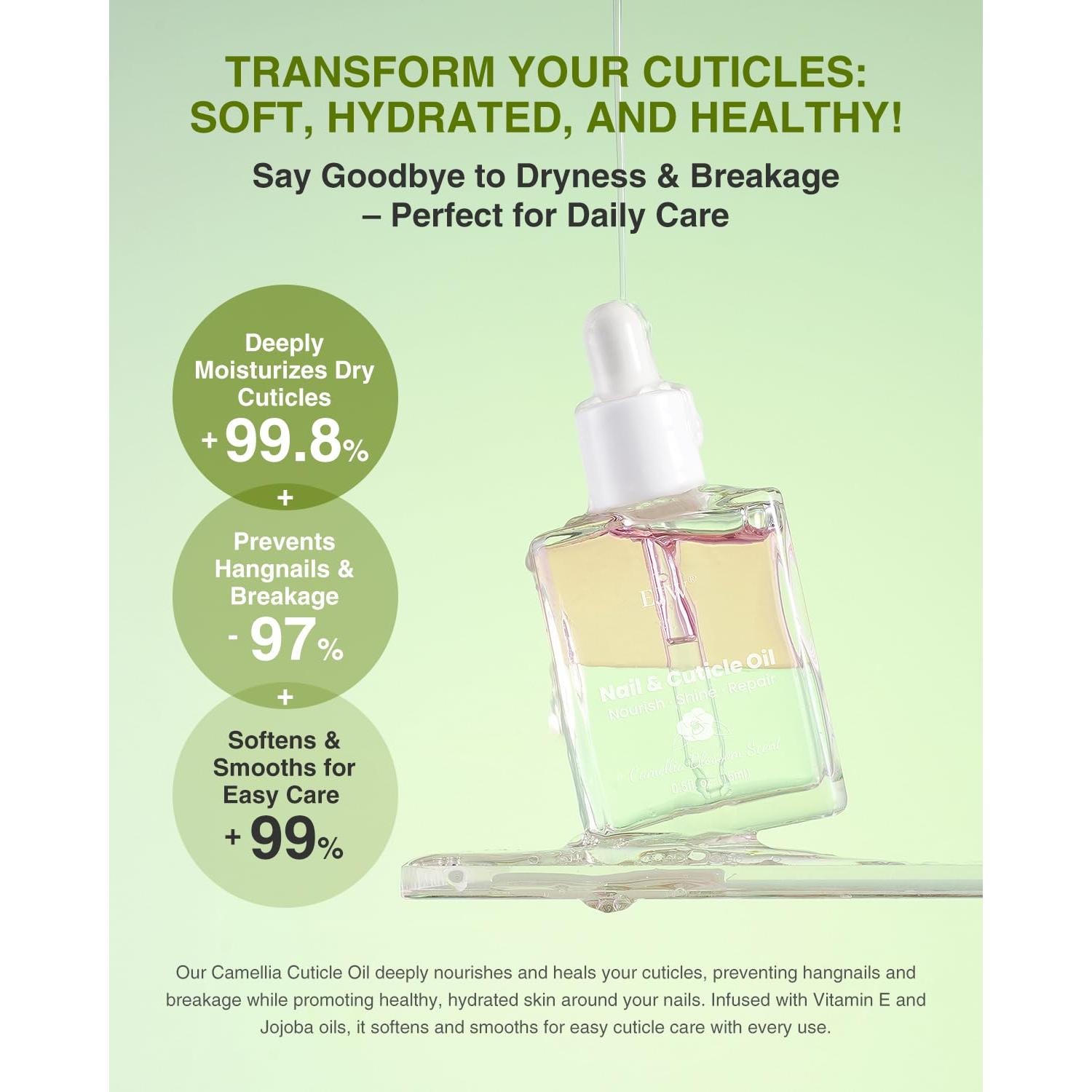 Aceite de Uñas y Cutículas EJW Camelia 14.79 ml - Hidratante Vegano