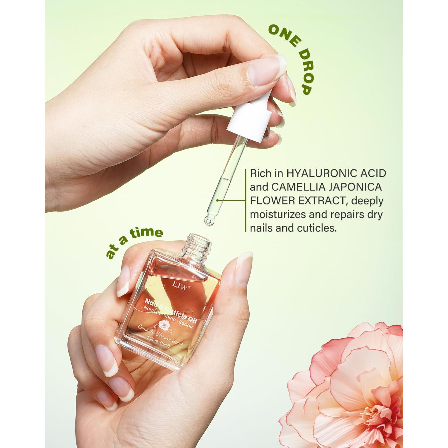 Aceite de Uñas y Cutículas EJW Camelia 14.79 ml - Hidratante Vegano