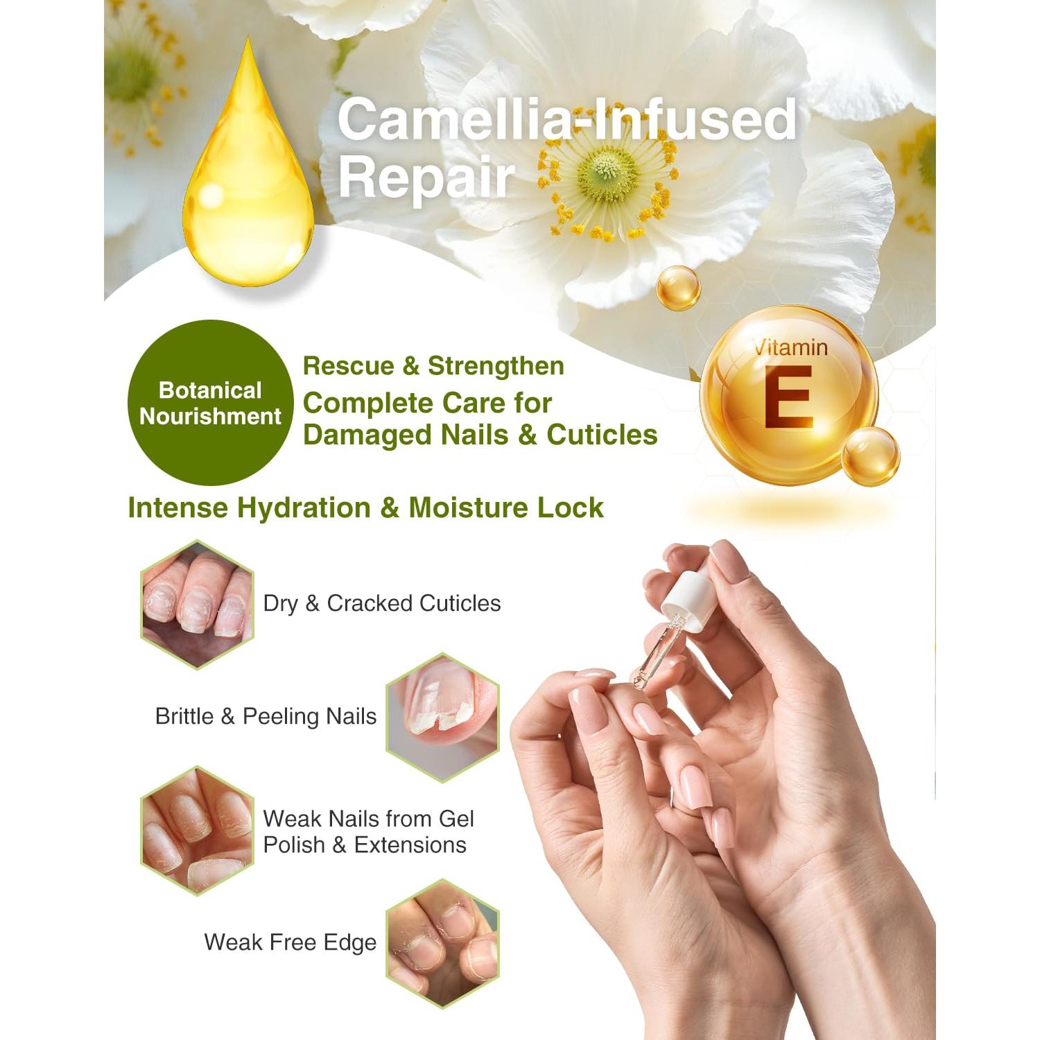 Aceite de Uñas y Cutículas EJW Camelia 14.79 ml - Hidratante Vegano
