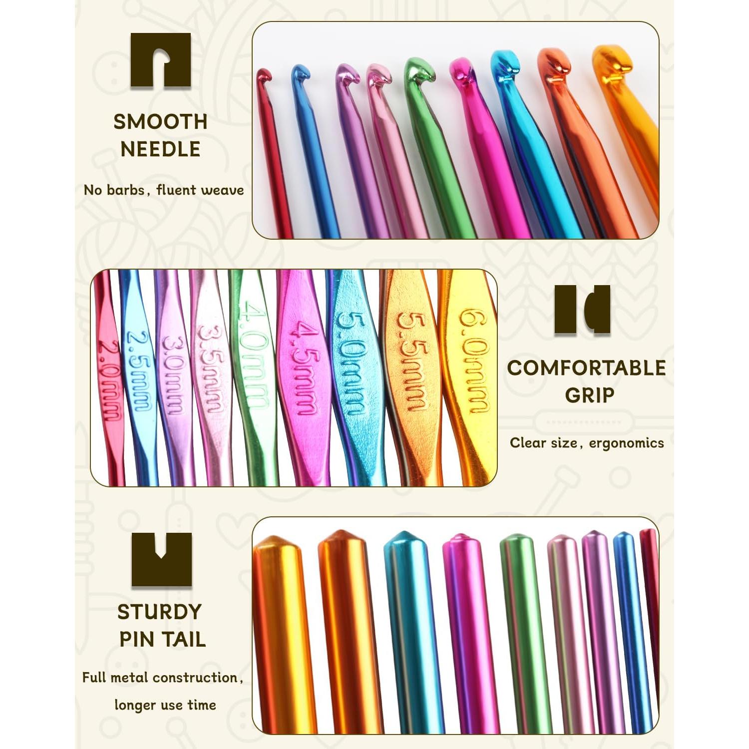 Juego de Ganchillos Coopay 19PCS Aluminio 2.0-6.0mm para Principiantes