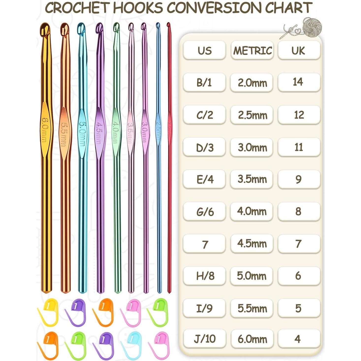 Juego de Ganchillos Coopay 19PCS Aluminio 2.0-6.0mm para Principiantes