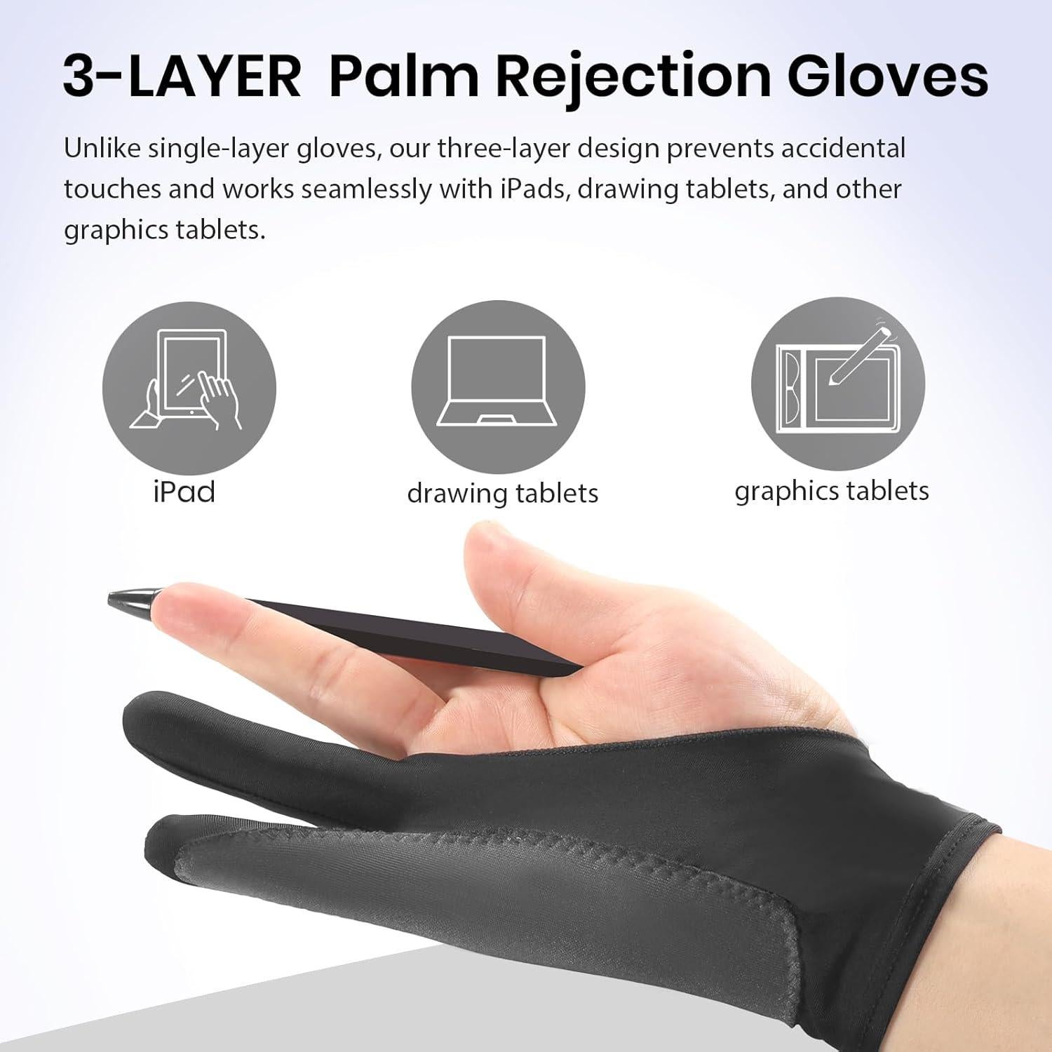 Guante de Dibujo Digital Shenzhenshixin - 2 Dedos, Mediano, Negro