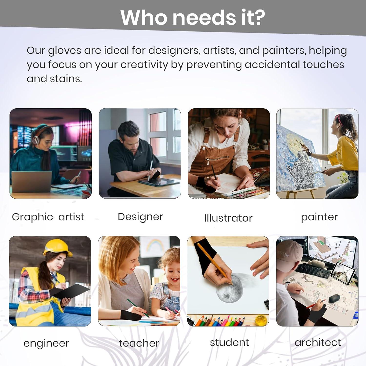 Guante de Dibujo Digital Shenzhenshixin - 2 Dedos, Mediano, Negro