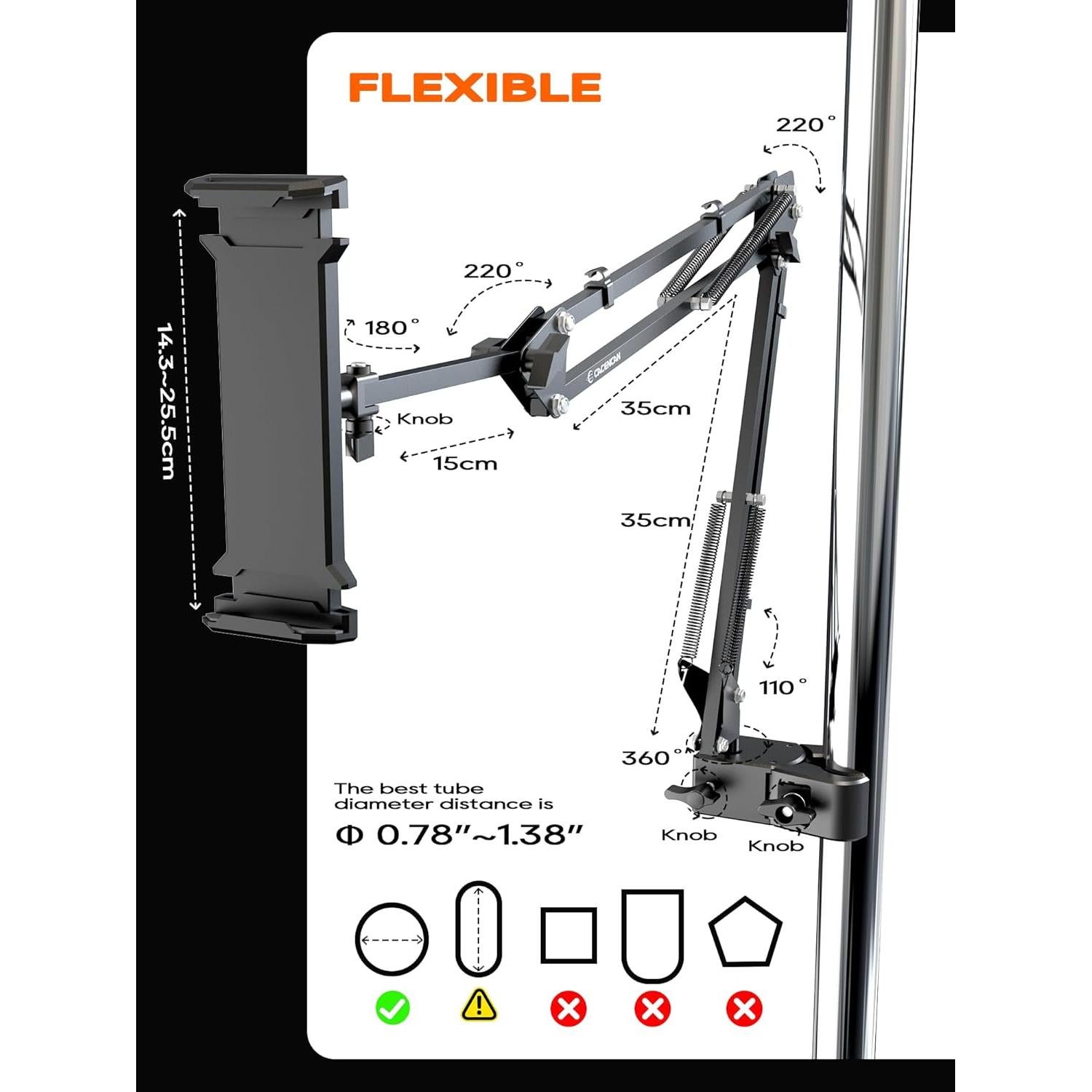 Soporte Ajustable para Tableta CACENCAN SJ-01 Negro 4.5-13.5"
