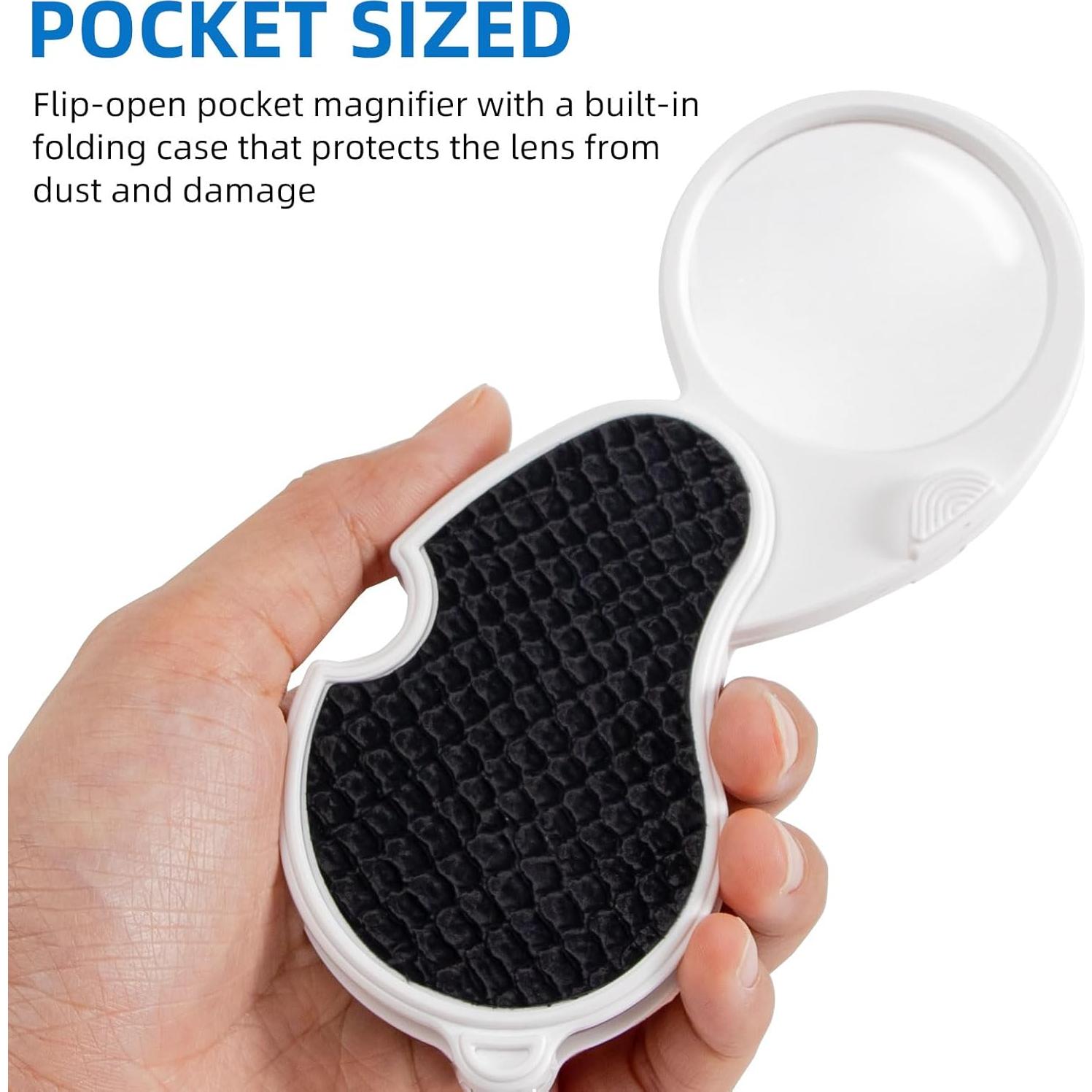 Lupa de Bolsillo AOCOAKW 5X con Luz LED Plegable