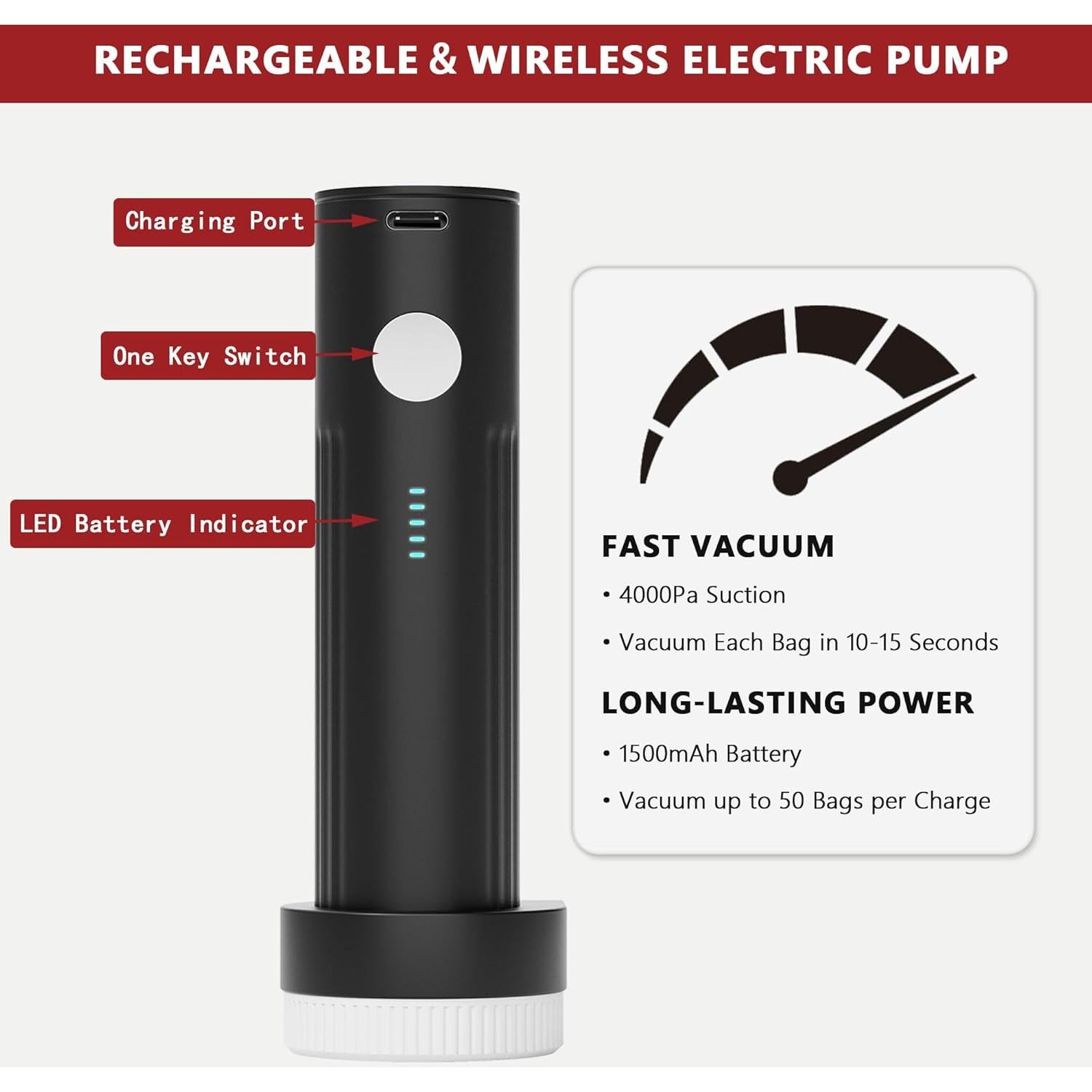 Bolsas de Vacío SUOCO para Viaje con Bomba Recargable - 8 Medianas