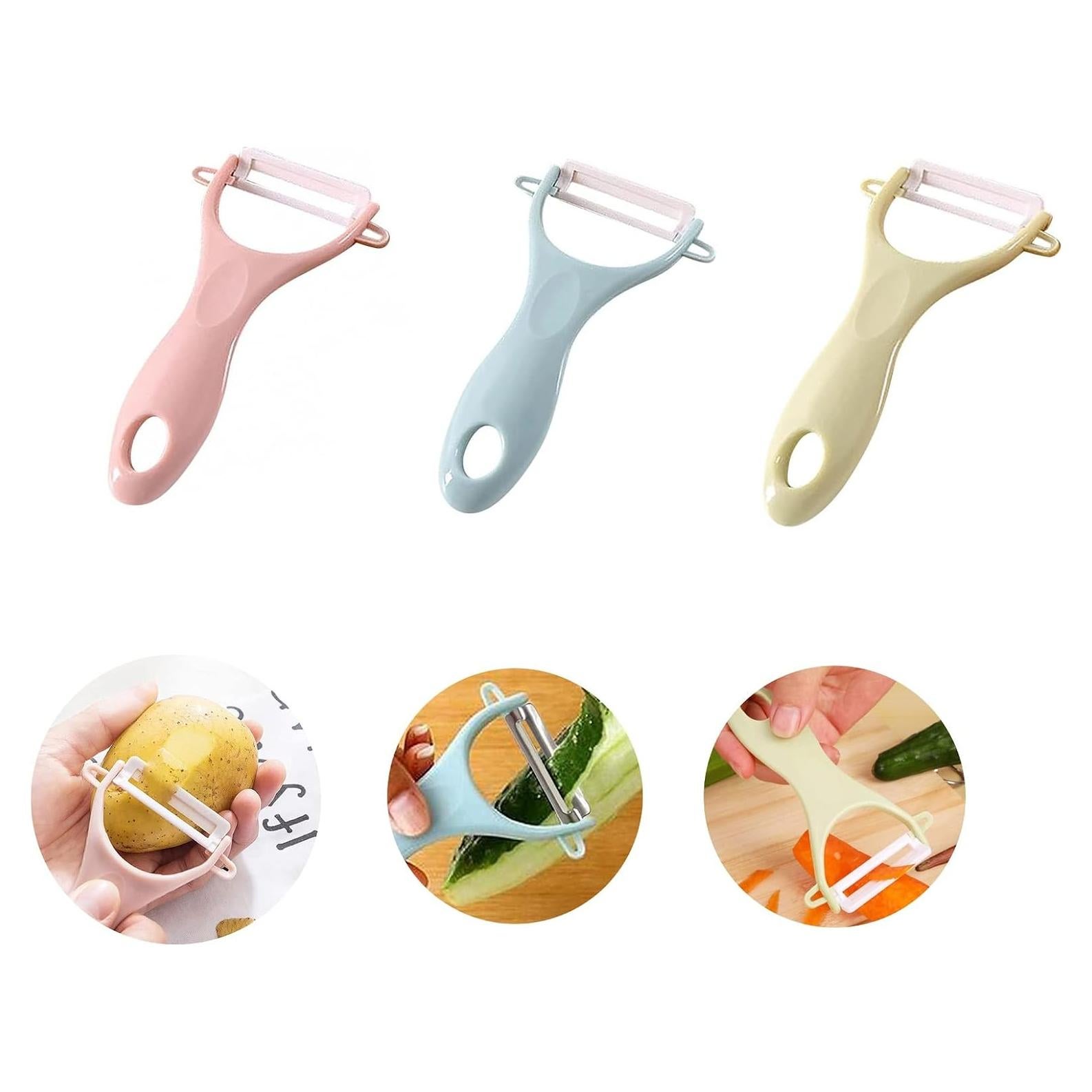 Juego de 3 peladores de cerámica CookTaitai para frutas y verduras