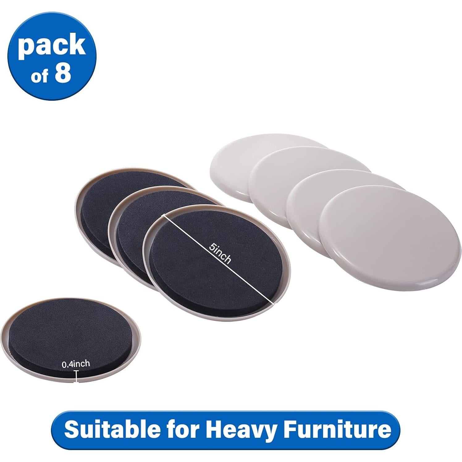 Deslizadores de Muebles Kayzn 12.7 cm Redondos Reutilizables