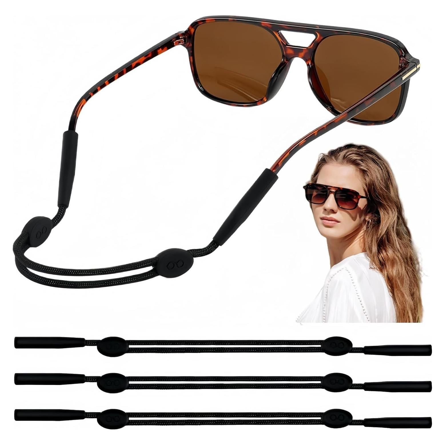 Correa Ajustable para Gafas GZJ - 3 Pcs, 20-36 cm, Negro