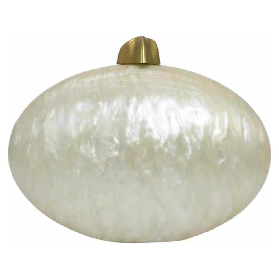 Bolso de Noche Acrílico Beige en Forma de Concha 22x12 cm