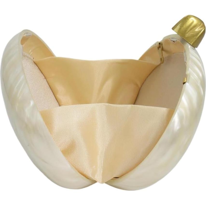 Bolso de Noche Acrílico Beige en Forma de Concha 22x12 cm
