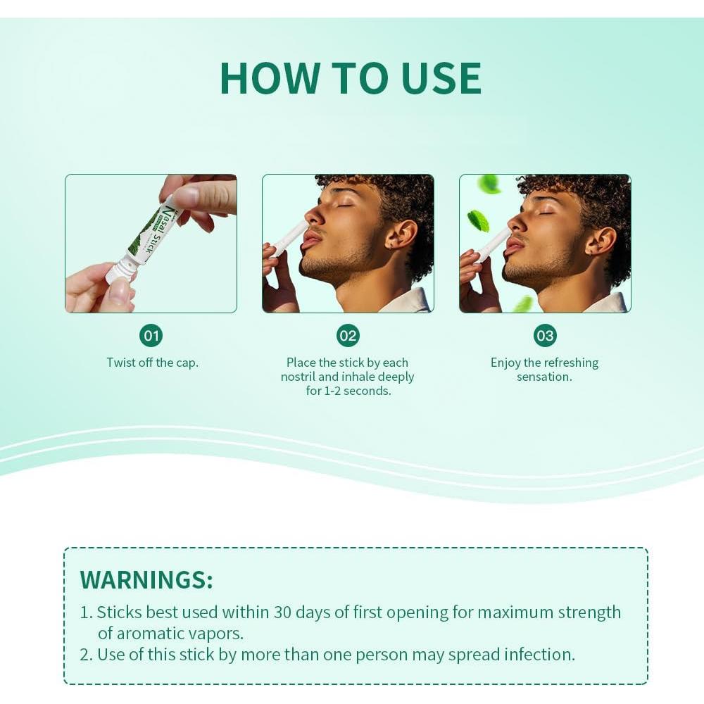 Palito Nasal Energizante Loske 3PCS Menta - Tamaño Grande