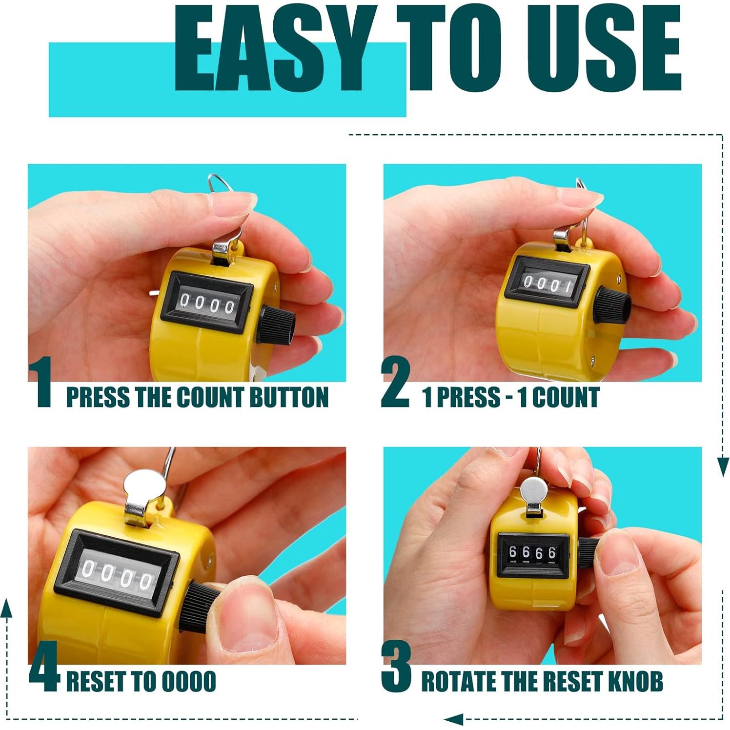 Contador Manual de Mano Kingdder 25 Pcs 4 Dígitos Multicolor