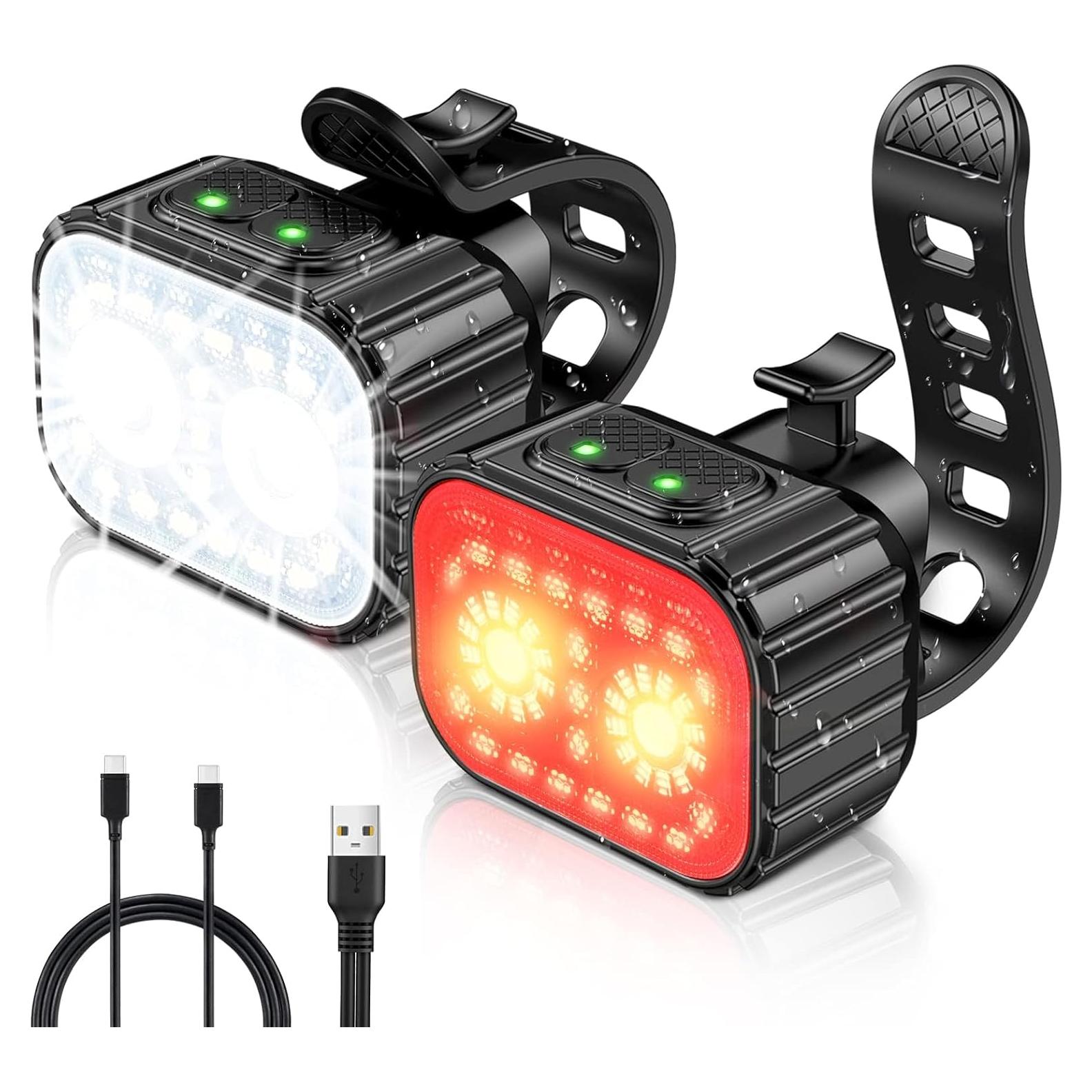 Juego de Luces de Bicicleta Cuvccn Q4 Recargables IPX6