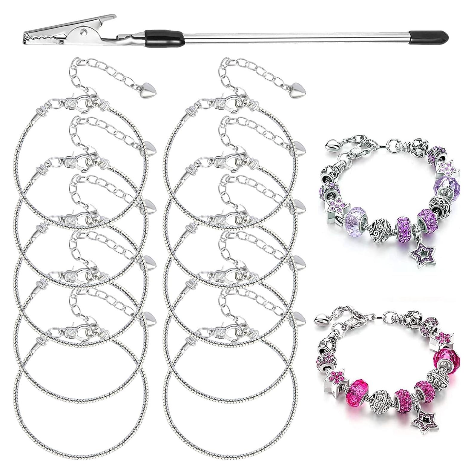 10 Piezas Pulsera de Serpiente Plata Ajustable 16 cm DIY