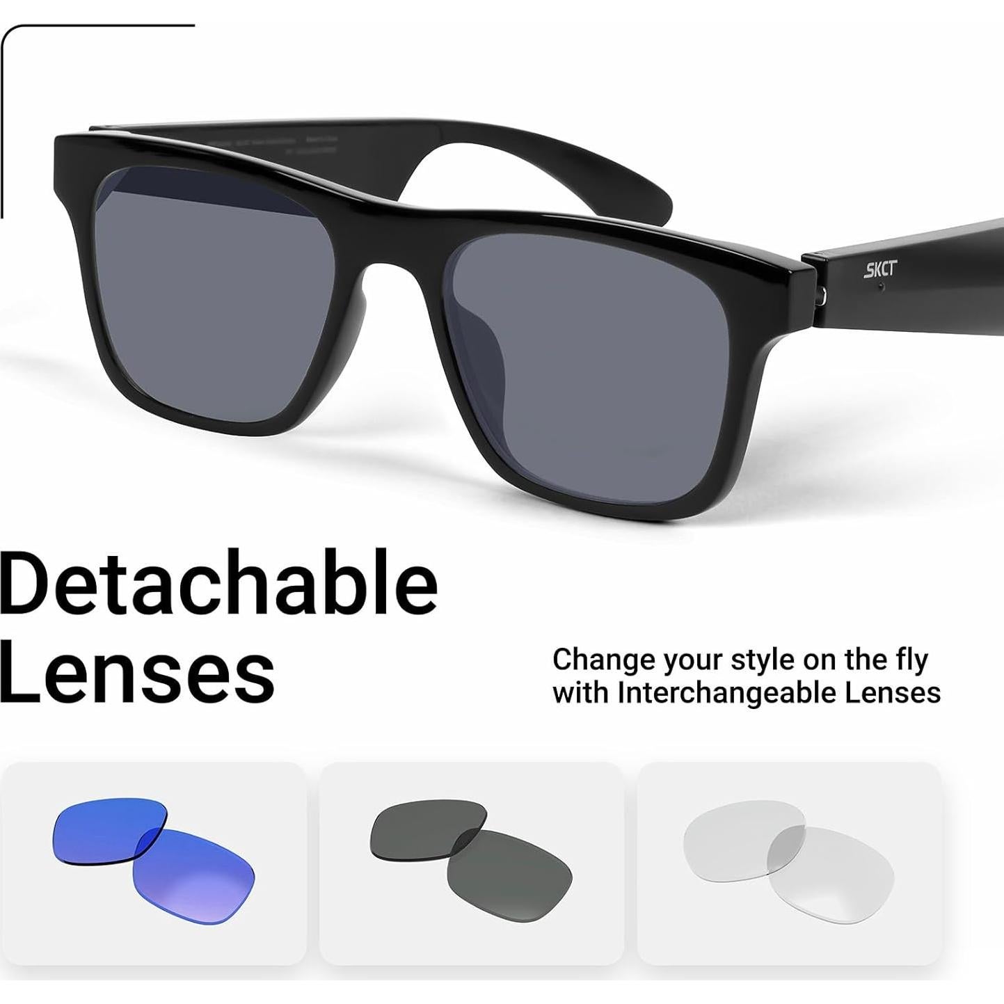 Gafas Inteligentes SKCT con Audio Bluetooth y Lentes Intercambiables