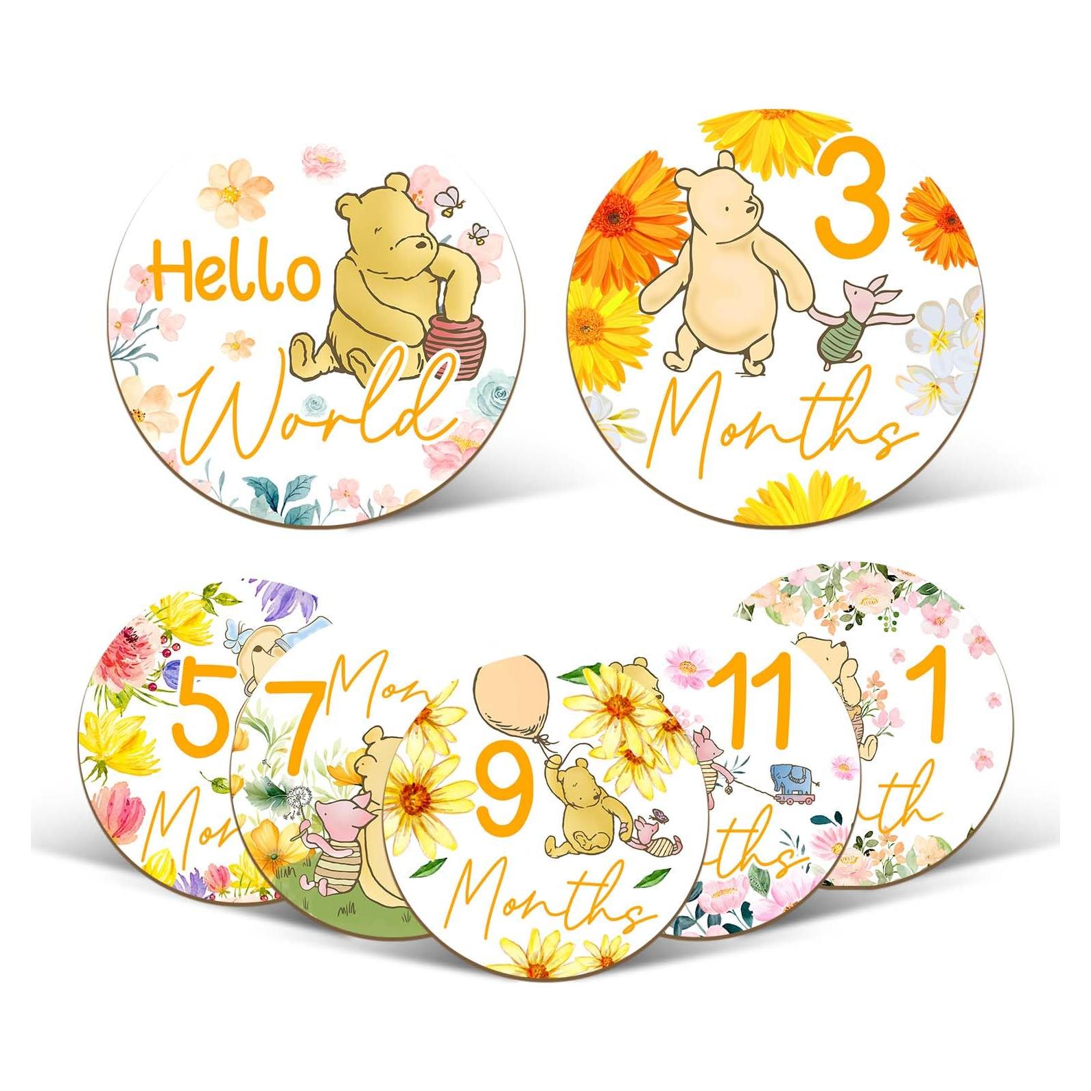 Círculos de Hitos Mensuales de Madera Winnie para Bebés