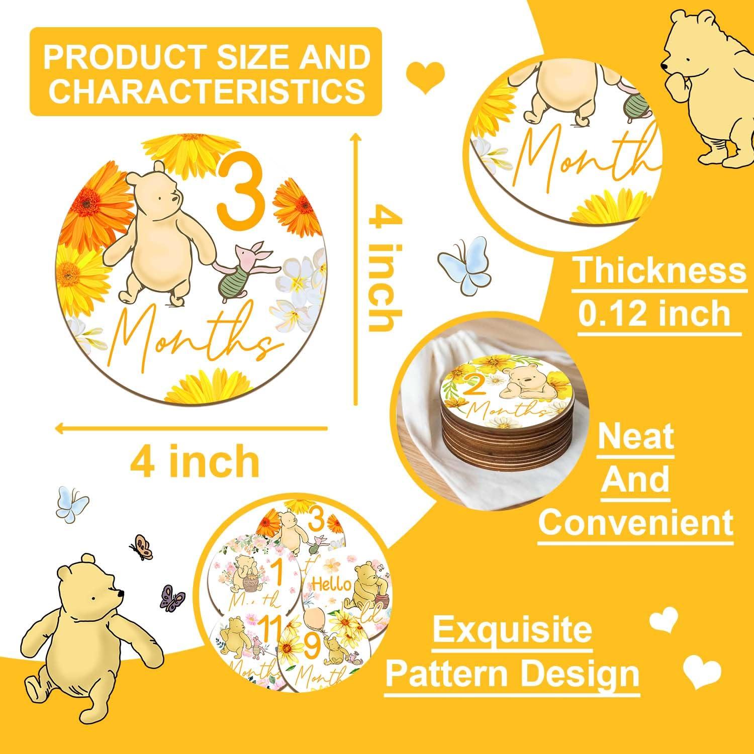 Círculos de Hitos Mensuales de Madera Winnie para Bebés