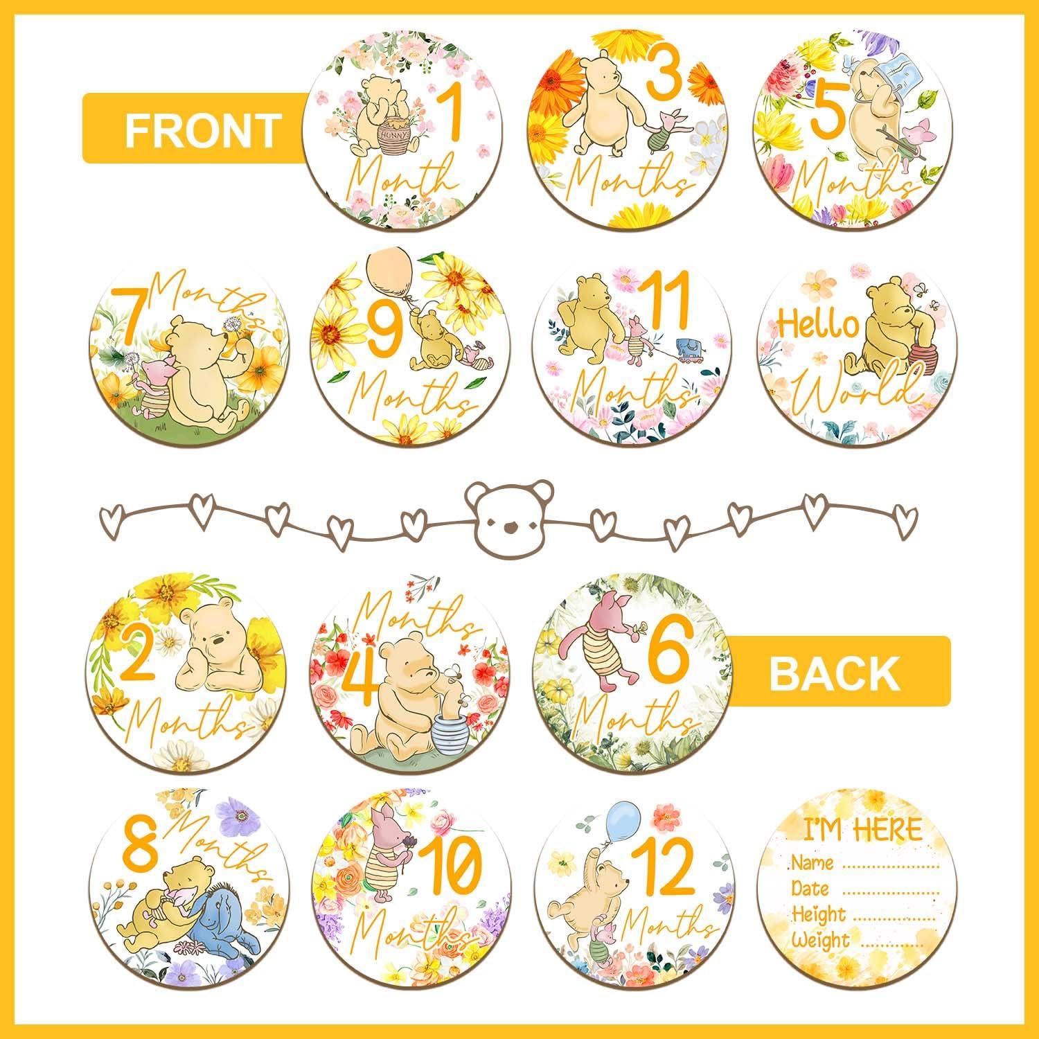 Círculos de Hitos Mensuales de Madera Winnie para Bebés