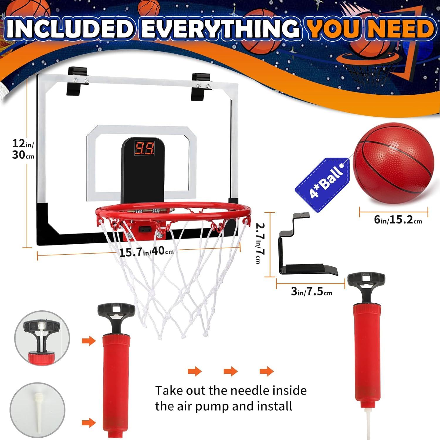 Aro de Baloncesto Mini Amarlozn 9" con Tablero y 4 Balones