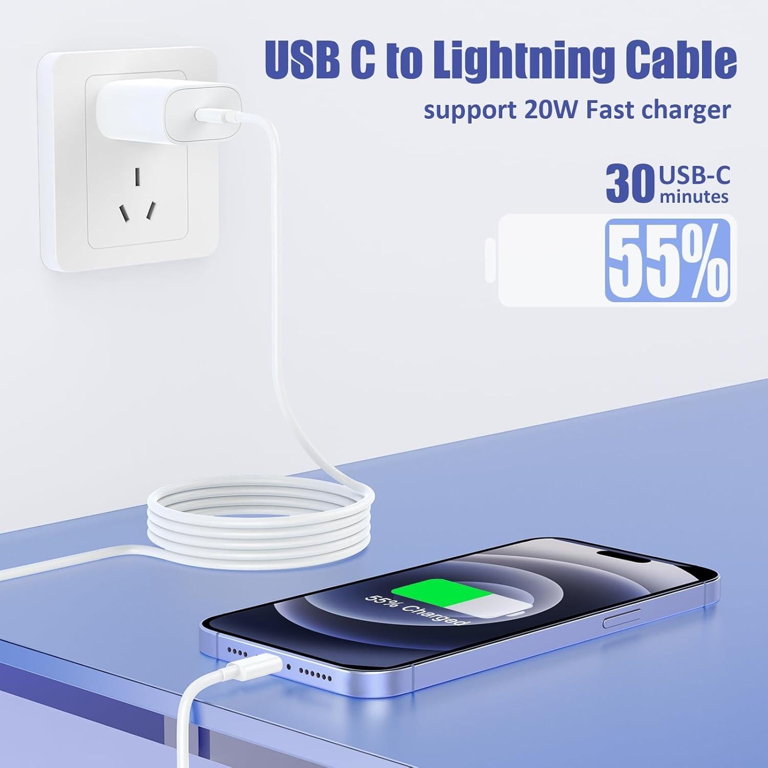 Paquete de 4 cables USB C a Lightning 3 pies Essri