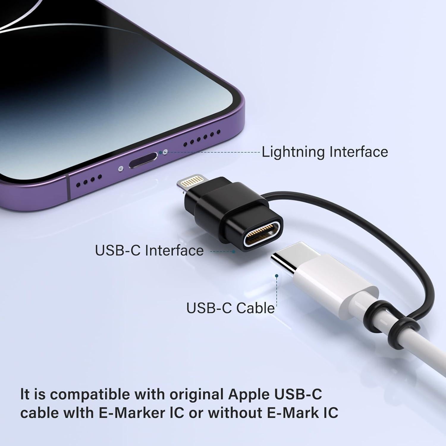 Adaptador USB C a Lightning Thousover 4 Pack Carga Rápida