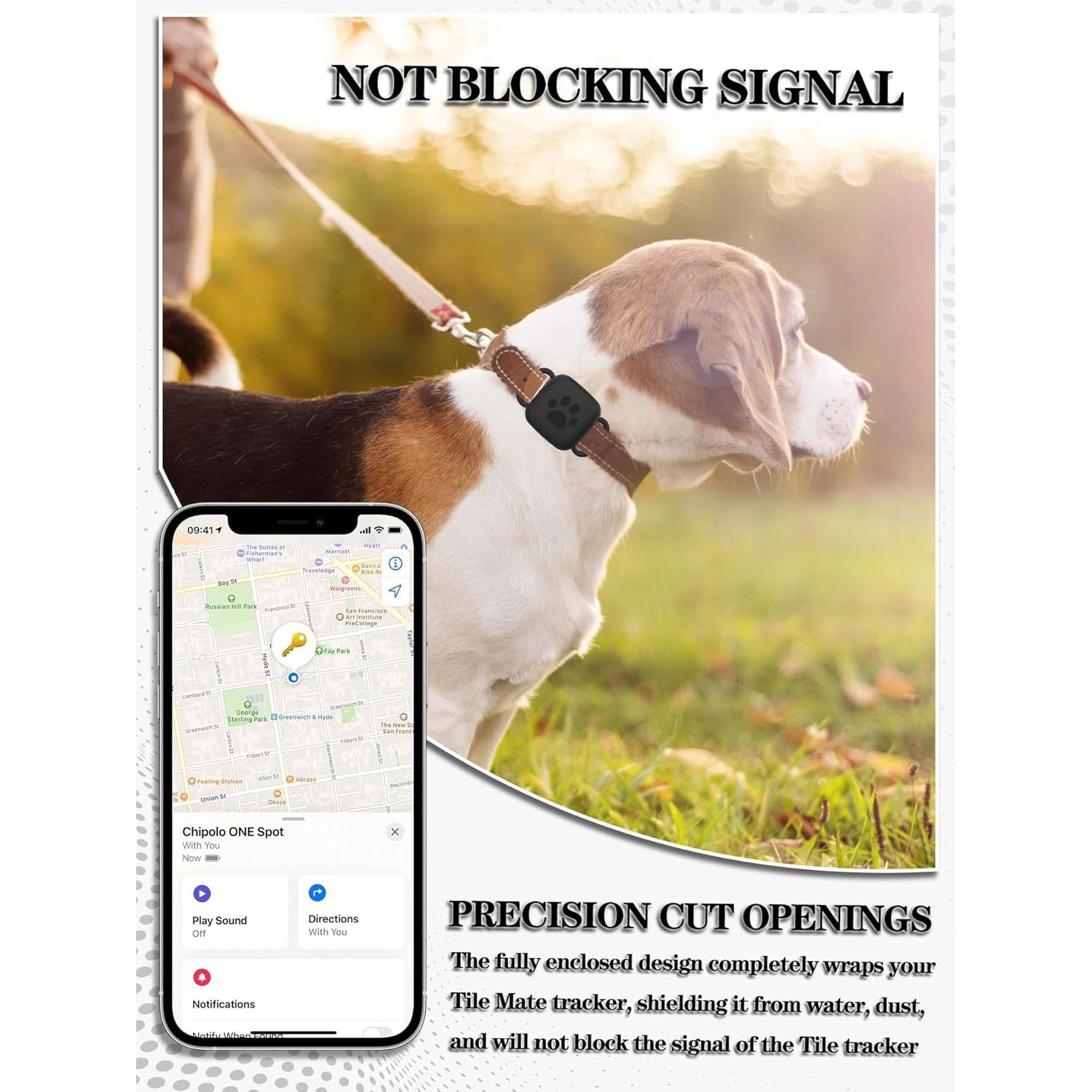 Soporte de Collar de Perro Rzttwl para Tile Mate 2022-2024 Negro